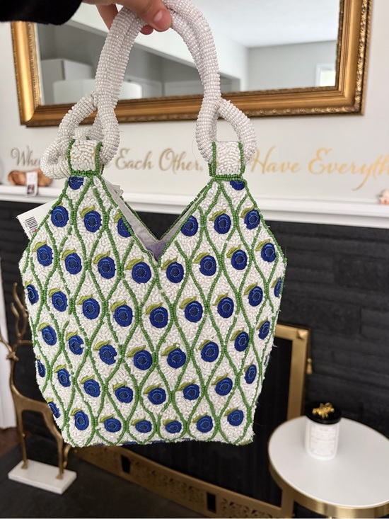 Handcrafted in India Handbags - NWT Viral Beaded Blueberry Peacock Bag Handcrafted In India